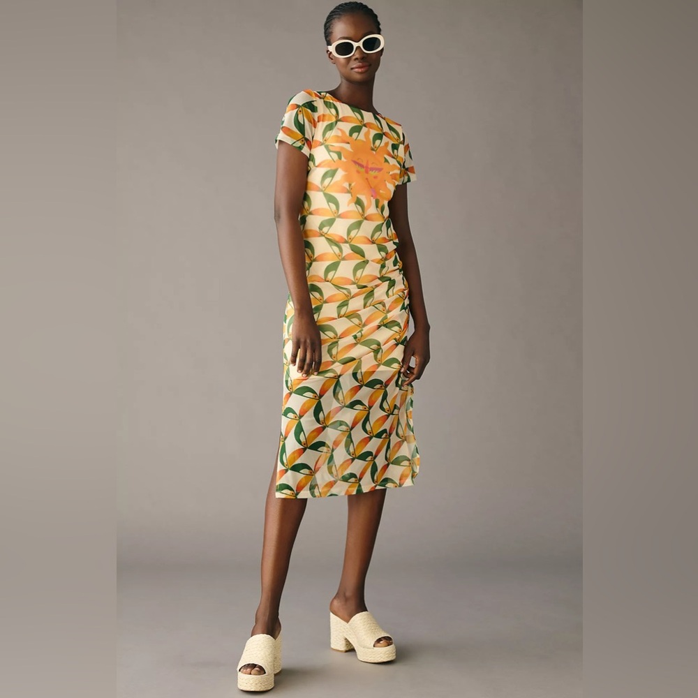 NWT Anthropologie farm Rio printed midi dress summer vacation